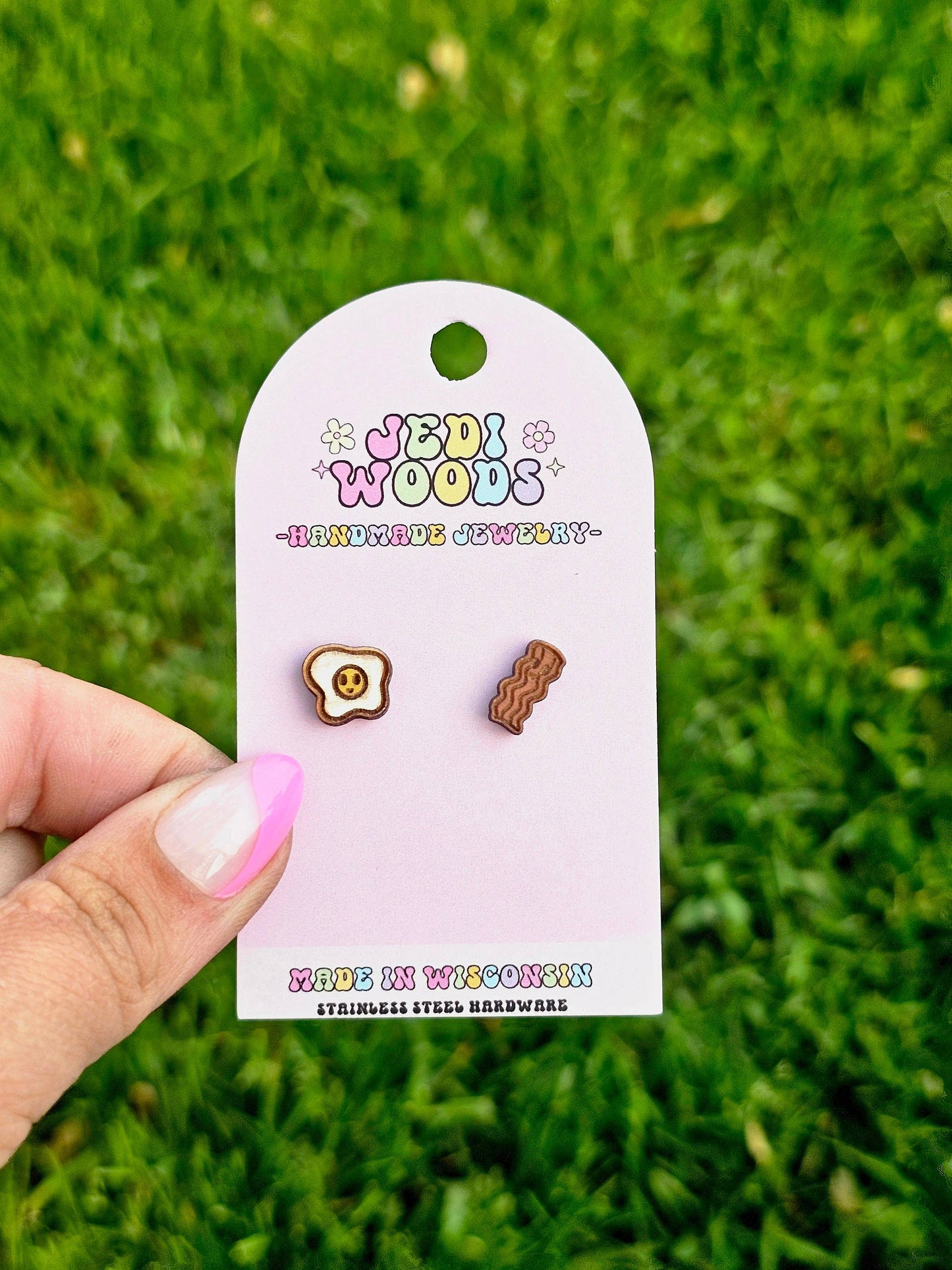 Bacon and Egg Novelty Stud Earrings