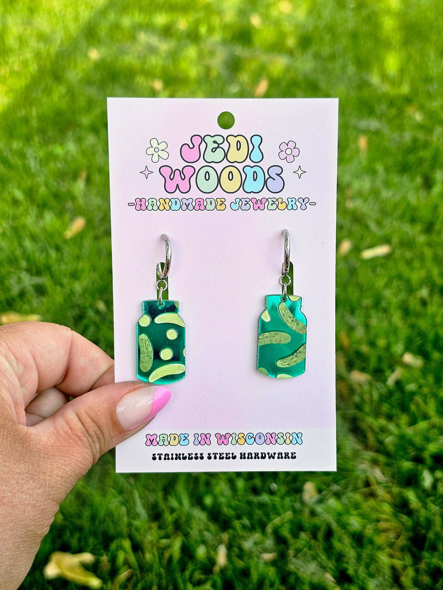 Pickle Jar Dangle Earrings