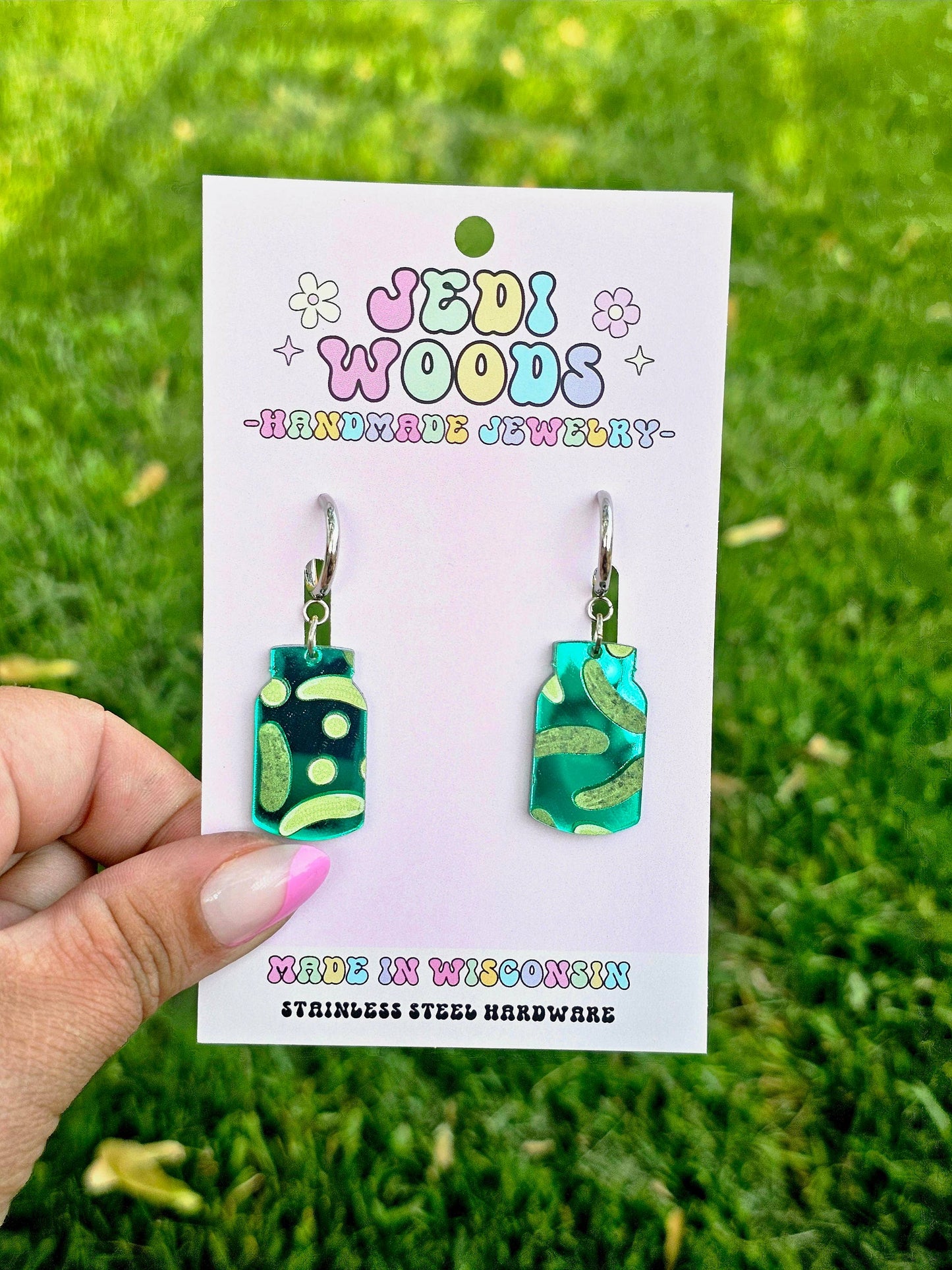 Pickle Jar Dangle Earrings