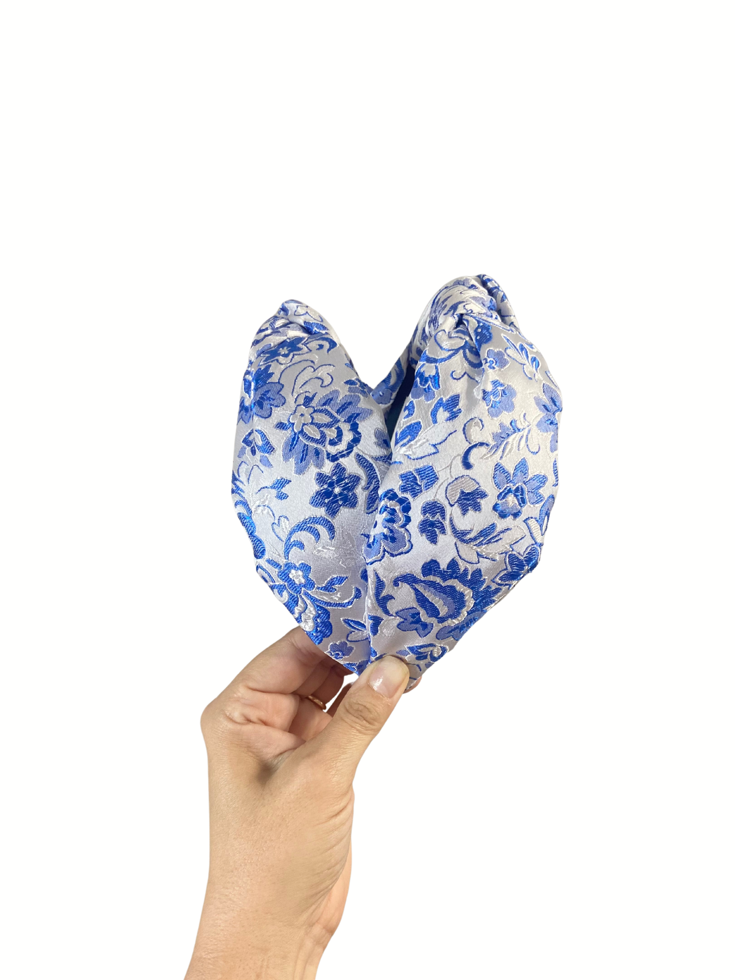 Blue Silk Floral Topknot Headband