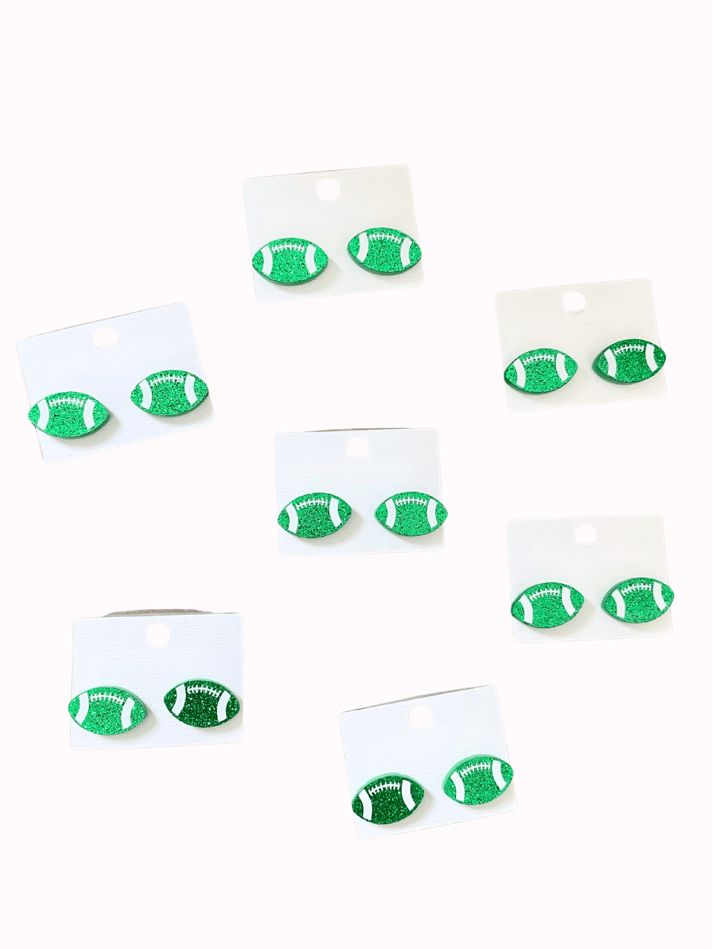 Green Football Stud Earrings