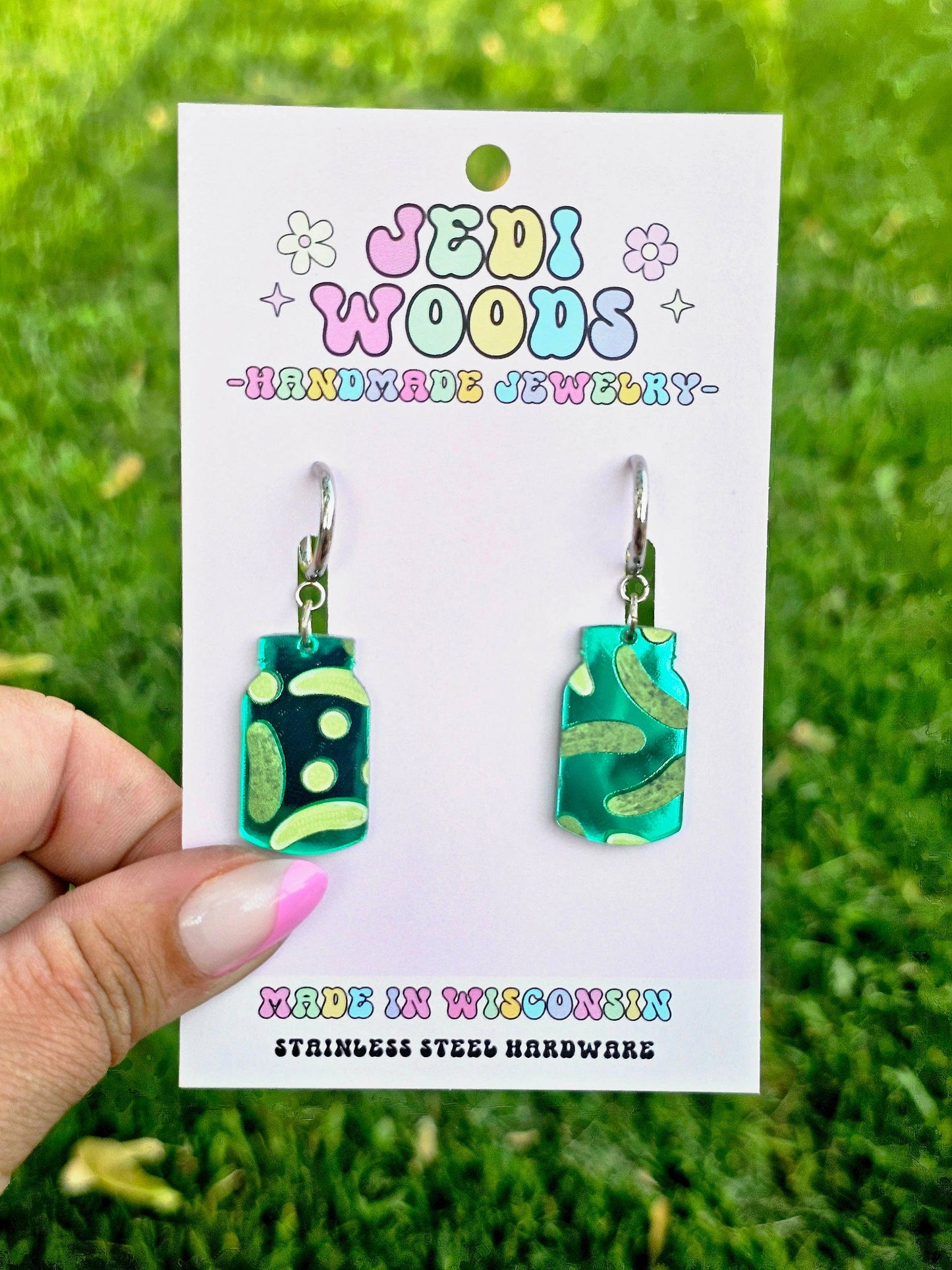 Pickle Jar Dangle Earrings
