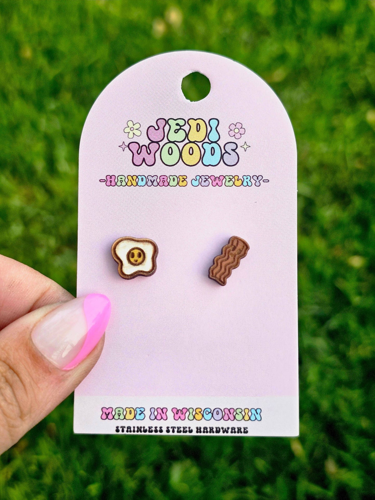 Bacon and Egg Novelty Stud Earrings