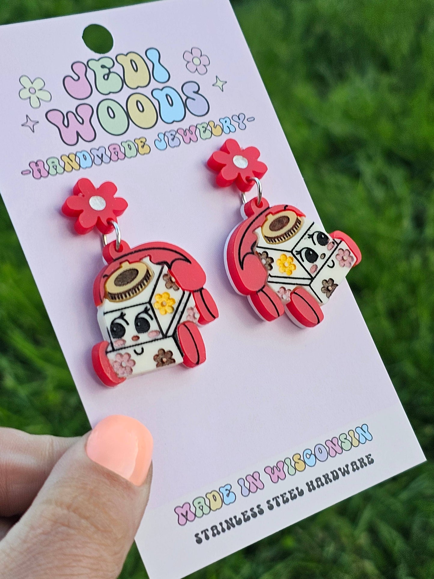 Retro Kids Telephone Dangle Earrings