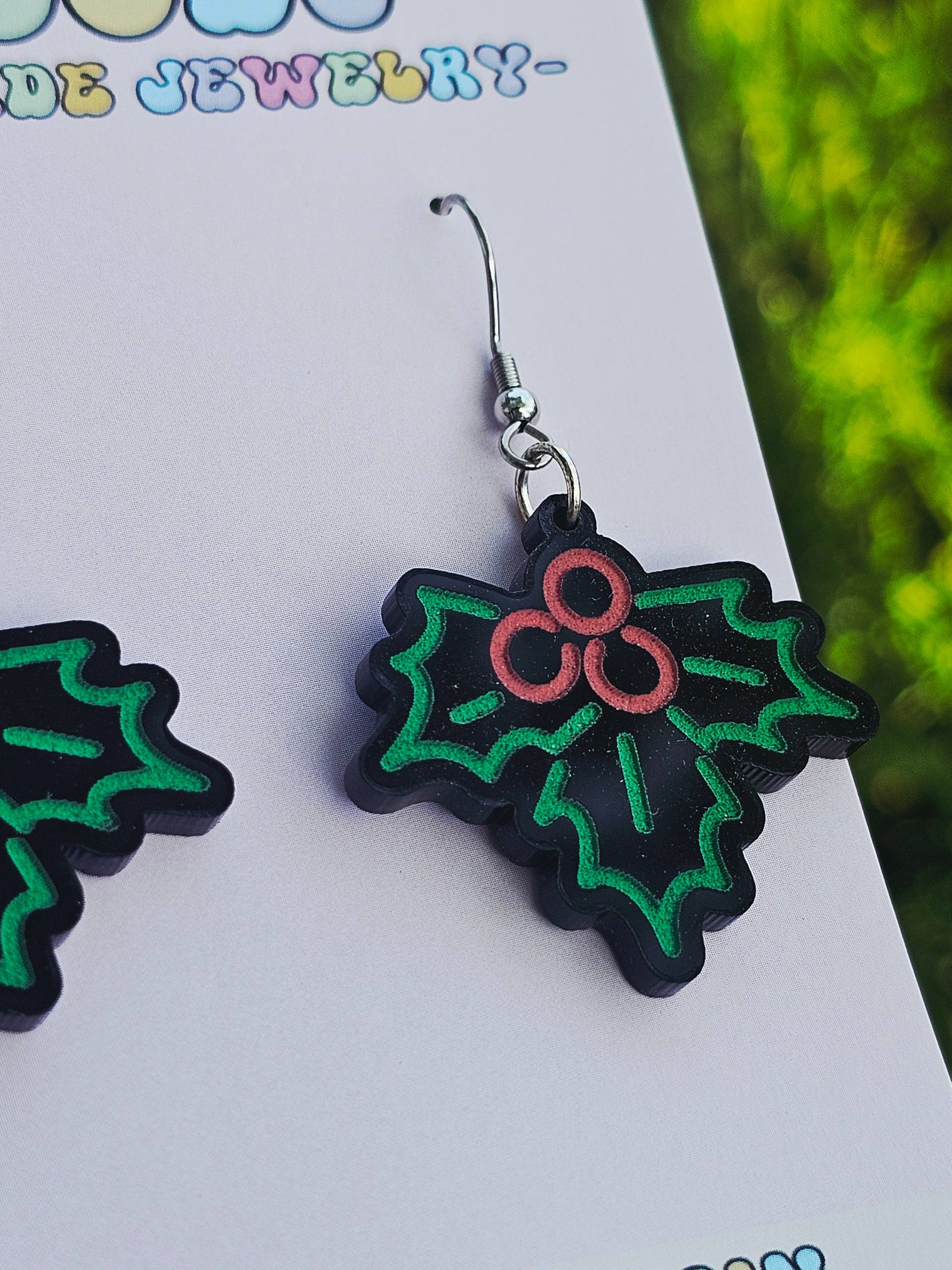 Retro 'Neon' Mistletoe Dangle Earrings