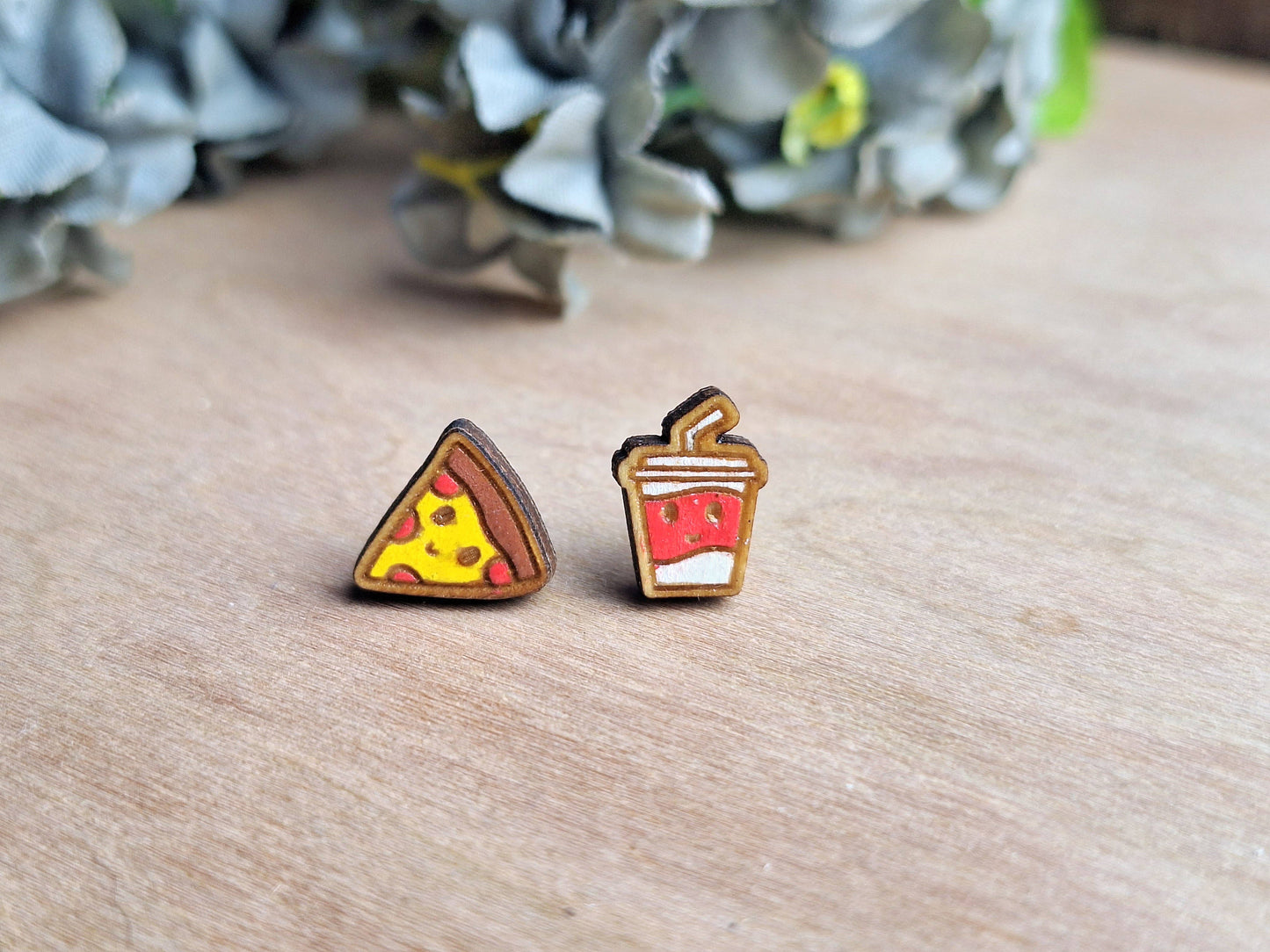Pizza and Soda Novelty Stud Earrings