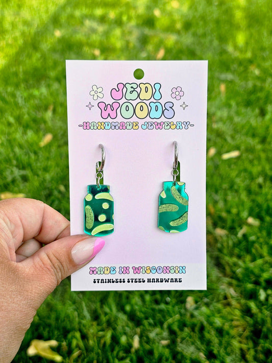 Pickle Jar Dangle Earrings