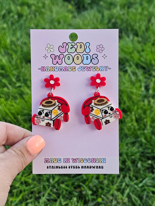 Retro Kids Telephone Dangle Earrings