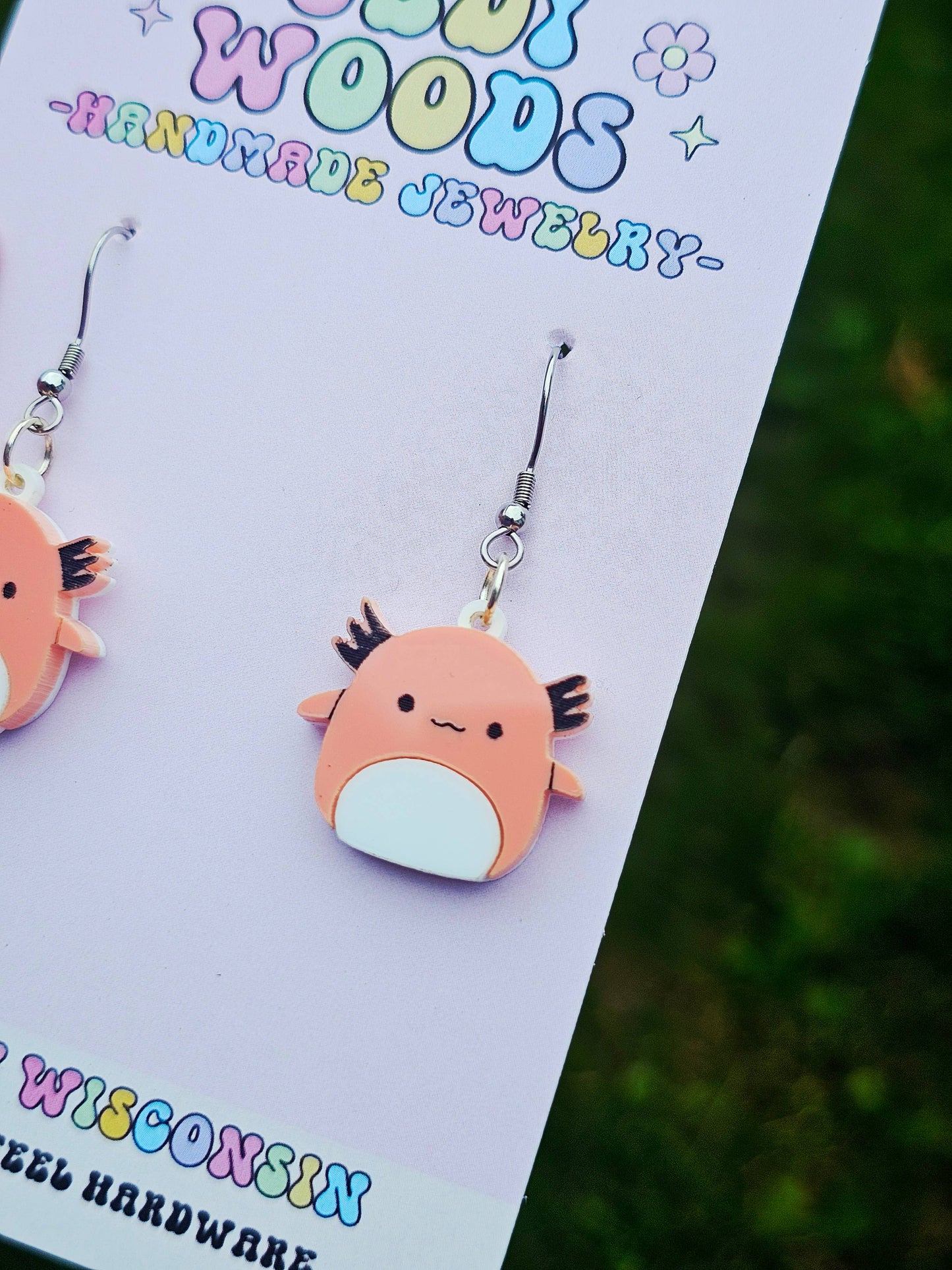 Axolotl Squishmallow Squishy Dangle Earrings