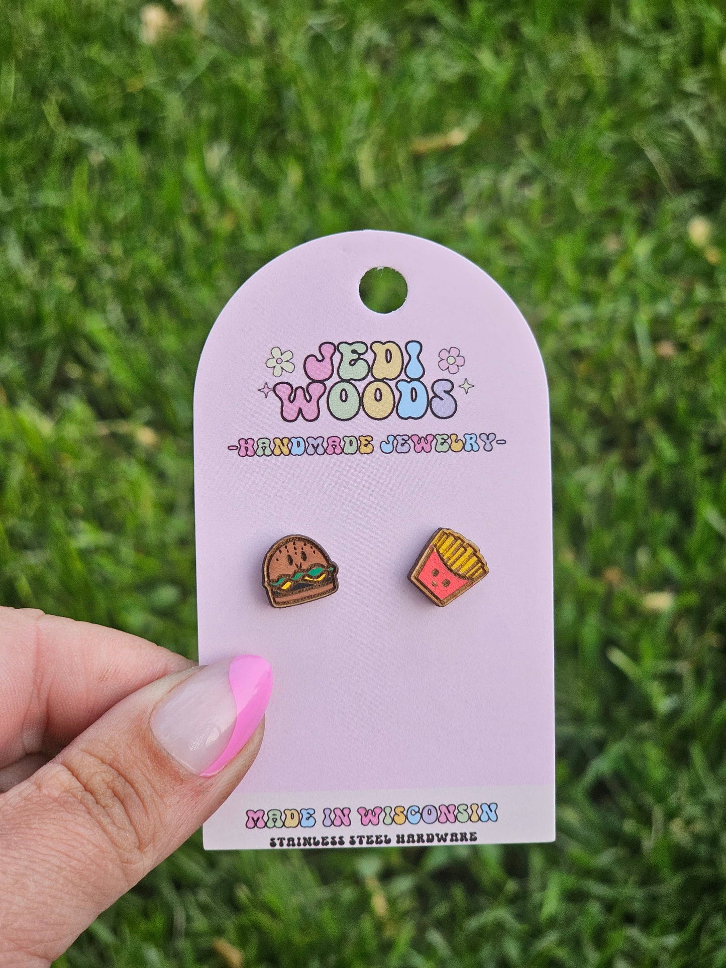 Burger and French Fry Novelty Stud Earrings