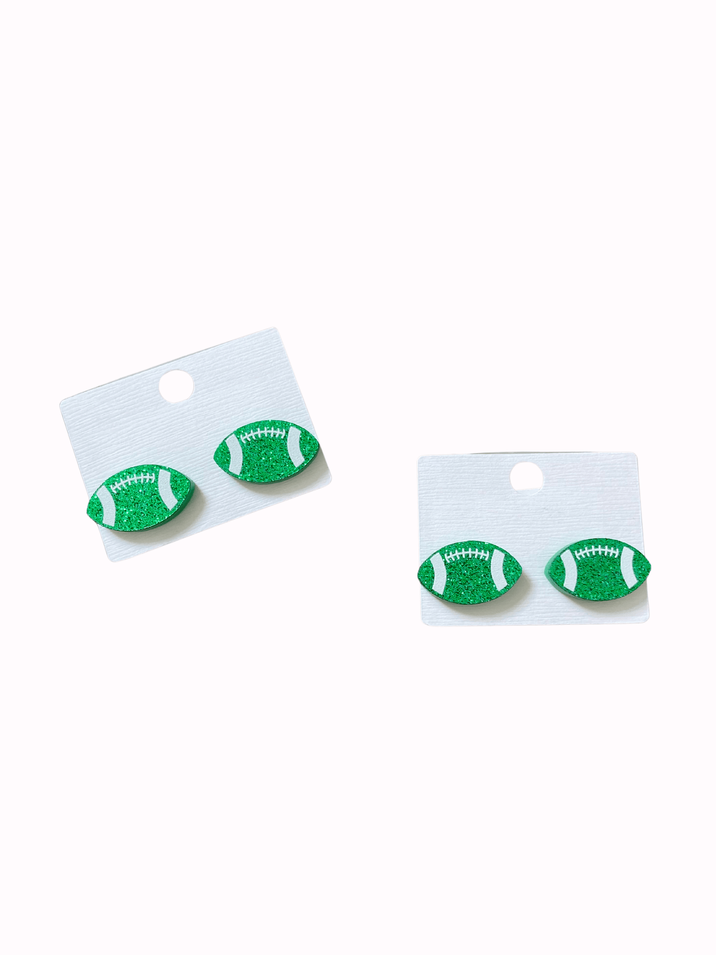 Green Football Stud Earrings