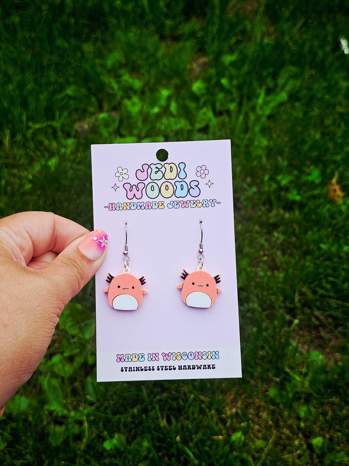 Axolotl Squishmallow Squishy Dangle Earrings