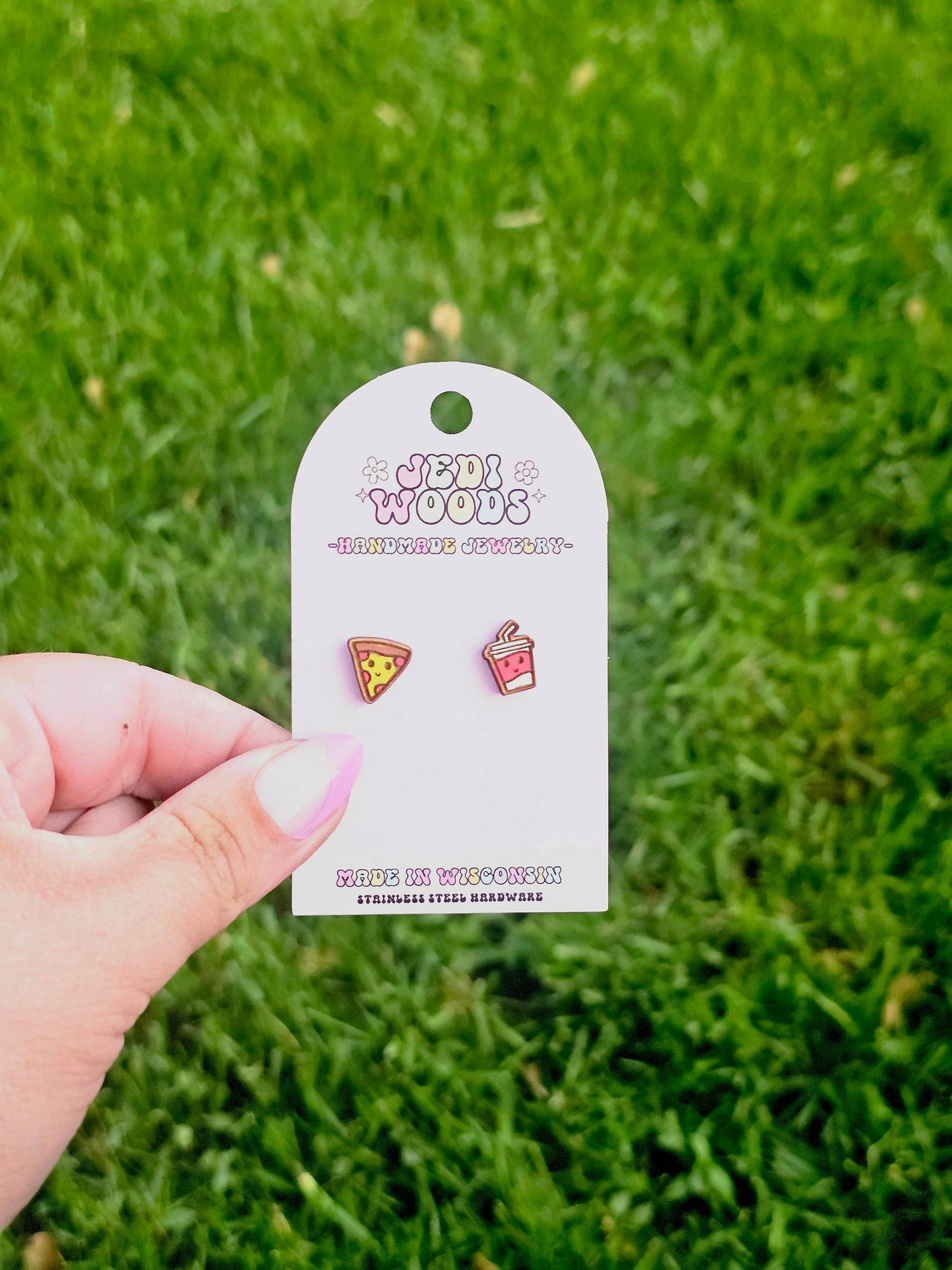 Pizza and Soda Novelty Stud Earrings