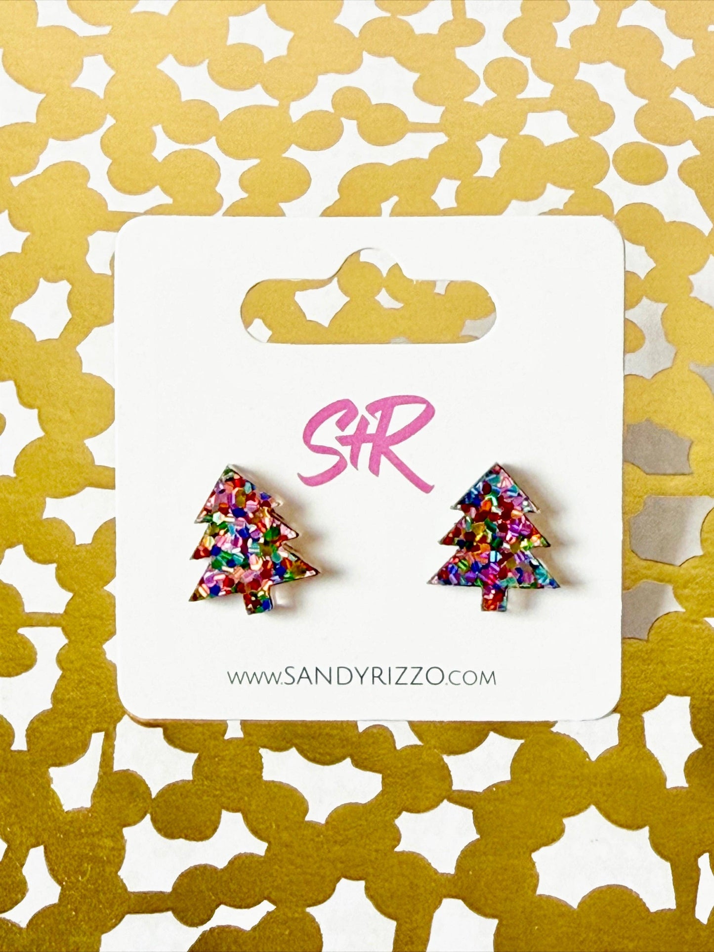 Confetti Dot Christmas Tree Stud Earrings