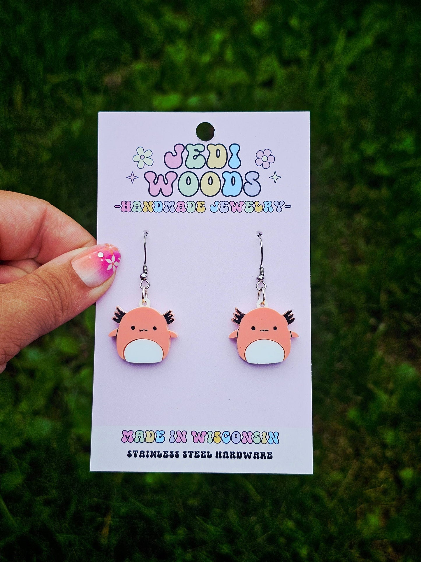 Axolotl Squishmallow Squishy Dangle Earrings