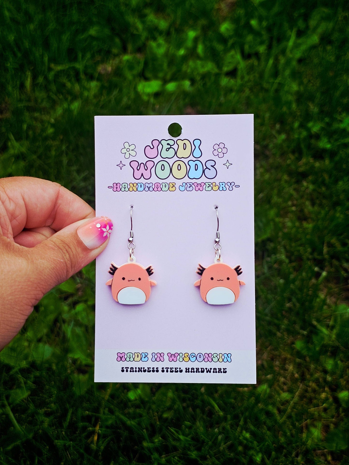 Axolotl Squishmallow Squishy Dangle Earrings