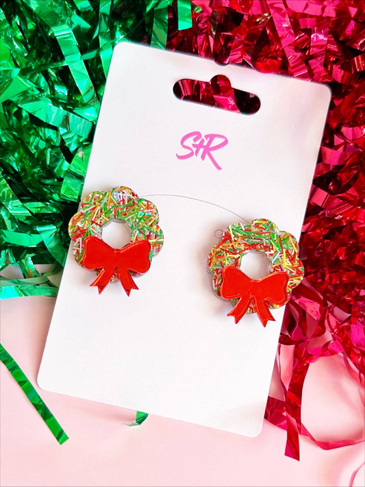 Tinsel Wreath Stud Earrings